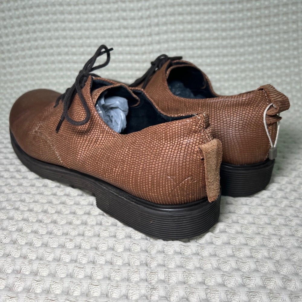 MONOMIO Mens Brown Textured Leather Lace Up Oxford Dress Shoes Size 45 - Picture 3 of 8